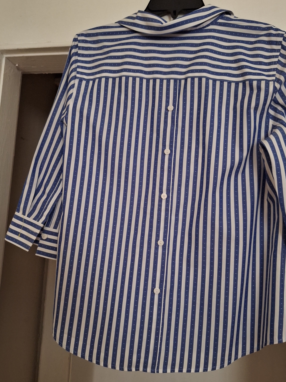 Chico's Blue and White Striped Button-Down Shirt - Picture 3 of 7